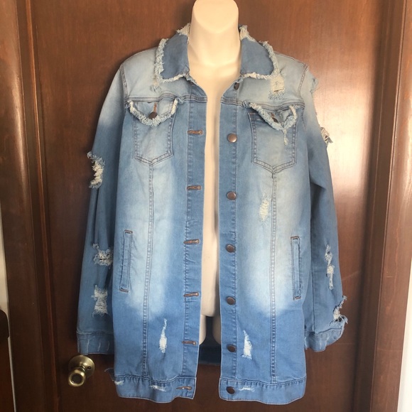 Fashion Nova Jackets & Blazers - Fashion Nova jean distressed jacket